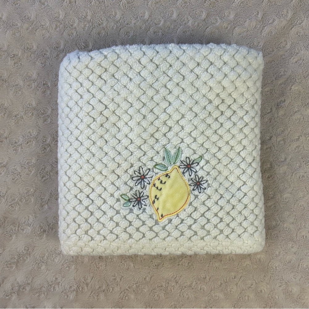 Little Joy Lemon Baby Blanket Cream Off White Yellow Gray Flowers Citrus Fruit